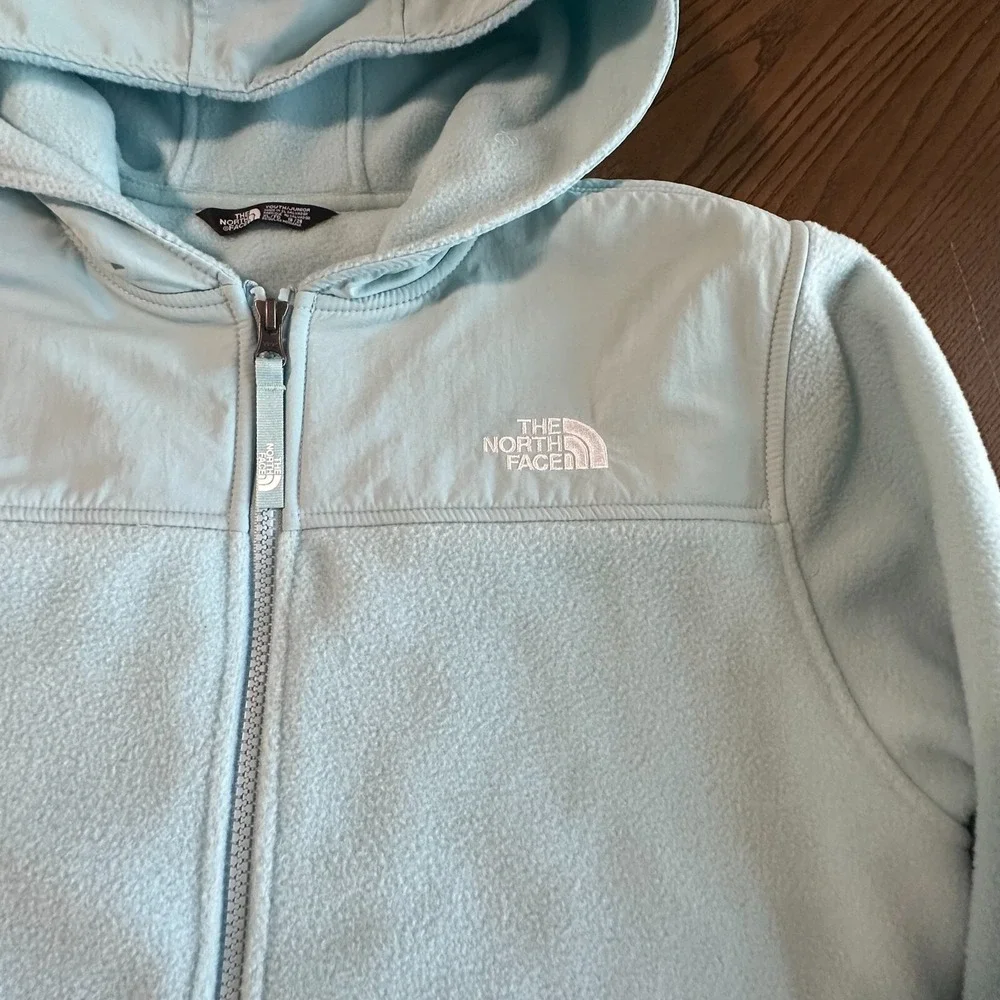 The North Face Lightweight Soft Fleece Full Zip Hooded Jacket Blue Youth XL‎